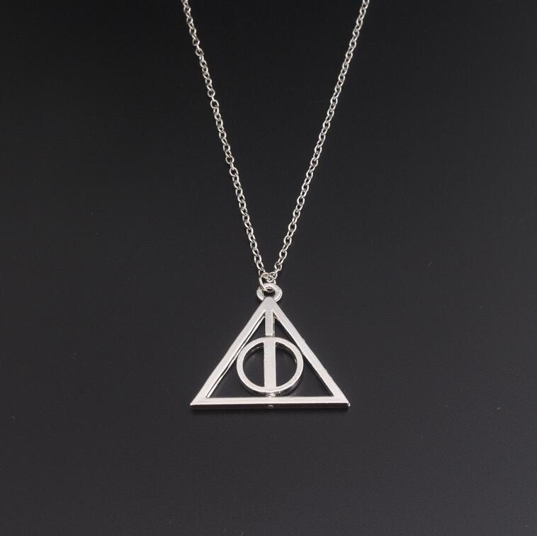 Movie Inspired Deathly Hallows Necklace Wizard Pendant Necklace Silver Geometric Triangle Necklaces & Pendants