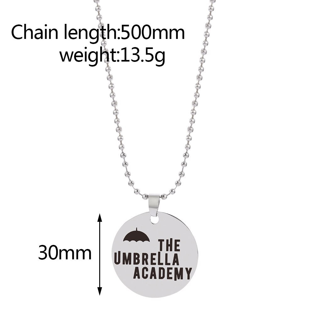 Movie Series The Umbrella Academy Necklace Silver Color Beads Chain Stainless Steel Pendant Necklaces Jewelry Gifts For Friends
