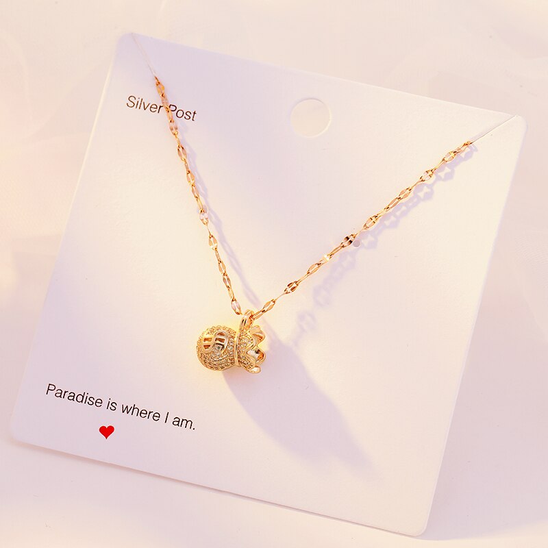 Ms Rose Gold Money Bag Necklace Exquisite Neck Decoration Lady Stainless Steel Jewelry Cute Cool Charm Girl 2021 Pendant