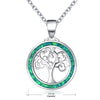 Round 925 Sterling Silver Opal Pendant Necklace for Women Tree of Life Statement necklace Gem Stone Fine Jewelry
