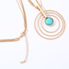 Multi Circle Big Pendant Necklace For Woman Vintage Blue Stone Gold Sliver Long Sweater Chain Female Necklace Jewelry
