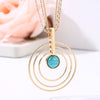 Multi Circle Big Pendant Necklace For Woman Vintage Blue Stone Gold Sliver Long Sweater Chain Female Necklace Jewelry