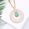 Multi Circle Big Pendant Necklace For Woman Vintage Blue Stone Gold Sliver Long Sweater Chain Female Necklace Jewelry