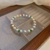 Multi Color Cute Bracelets Heart Flower Charms Jewelry For Women Colourful Acrylic Pearl Crystal Beads Girl's Design