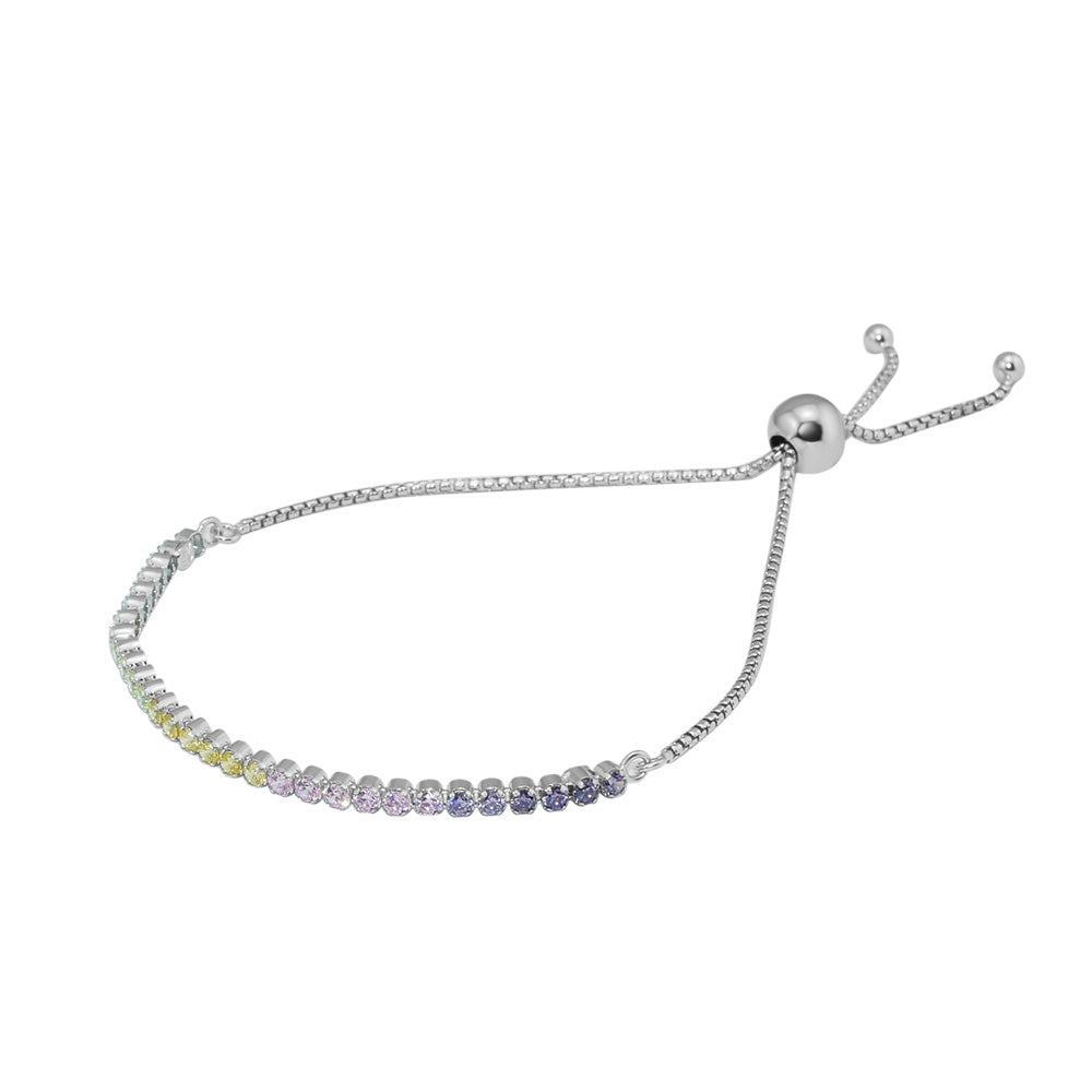 Multi-Color Sparkling Strand Bracelets 100% 925 Sterling Silver Jewelry