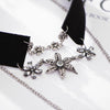 Multi-Layer Choker Necklace Black Wide Velvent Necklace Flowers Crystal Chain Necklace Statement Jewelry Western Fashion