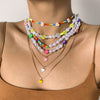 Multi Layer Colorful Heart Pearl Necklaces For Women Chain Beads Necklace With Pendant Women's Jewelry Sets Choker Gift