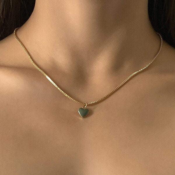 Multi Layer Colorful Heart Pearl Necklaces For Women Chain Beads Necklace With Pendant Women's Jewelry Sets Choker Gift