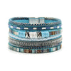 Multi Layer Colorful Leather Rope Magnet Clasp Bracelet Women's Rhinestone Crystal Metal Charm Bracelet  Bracelet Jewelry