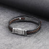 Multi Layer Leather Braid Bracelets for Men Women Customizable Engraving Stainless Steel Casual Personalized Rock Beth Bangle