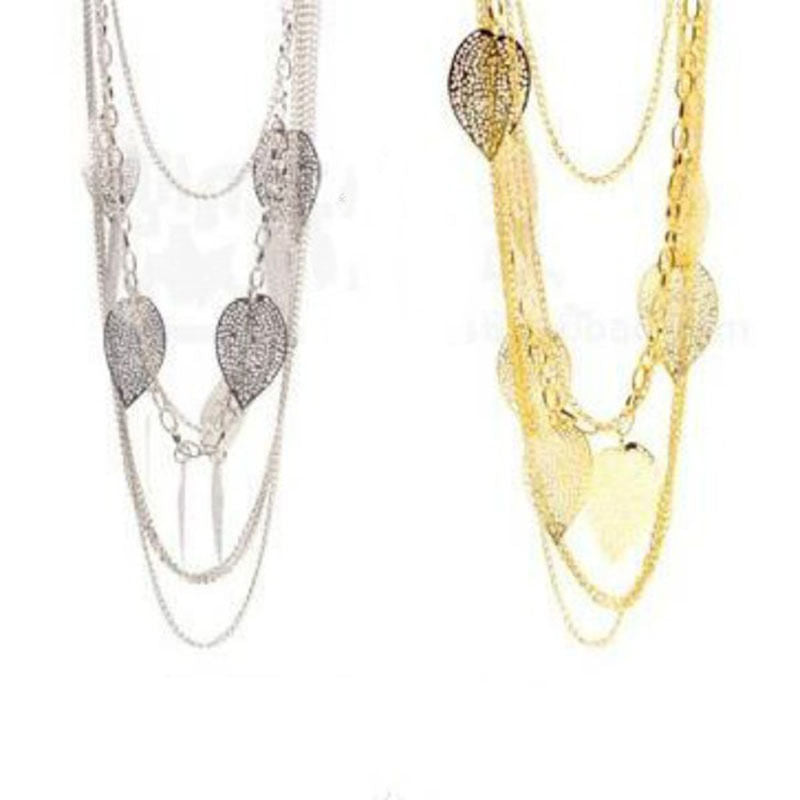 Multi-Layer Leaves Necklace Acrylic Bohemian Vintage Long Sweater Necklace Pendant Chain  Jewelry Stray Neckace For Women