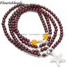 Multi Rows Natural Garnet Stone Round Beads Cute Starfish Animal Metal Charm Bracelet Fashion Woman Jewelry