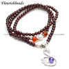 Multi Rows Natural Garnet Stone Round Beads Cute Swan Animal Metal Charm Bracelet Fashion Woman Jewelry