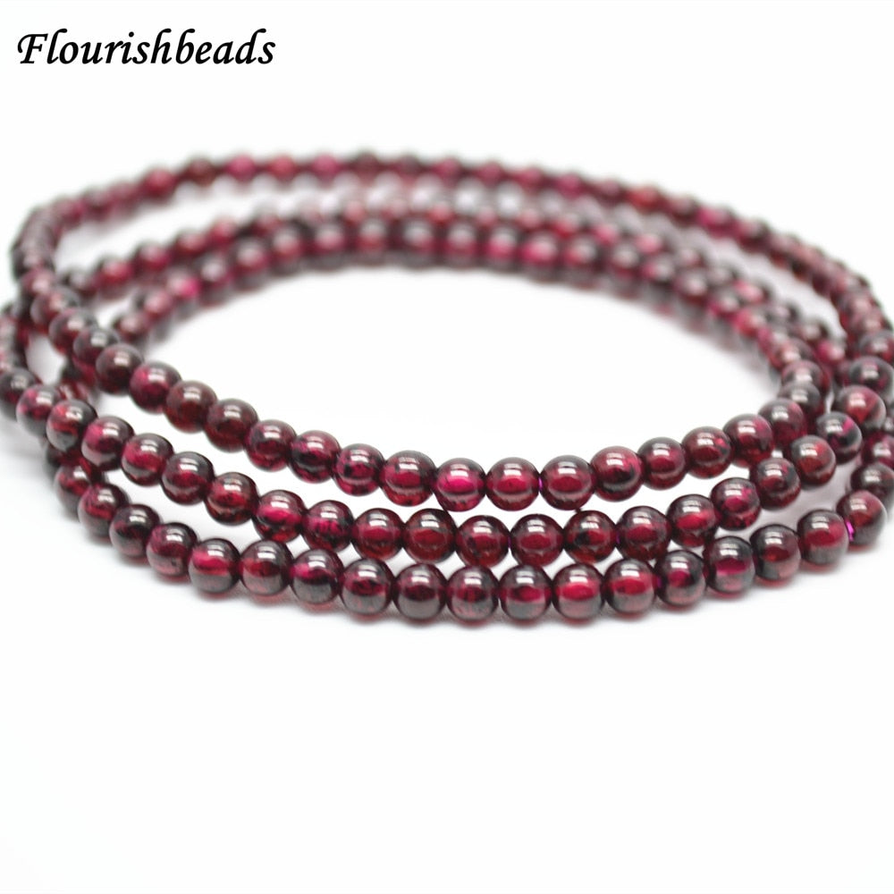 Multi Rows Natural Garnet Stone Round Beads Stretch Elastic Line Bracelet Fashion Woman Jewelry