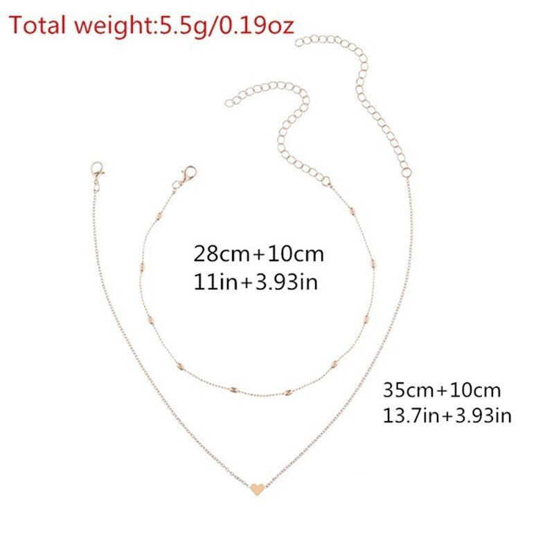 Multi-layer Beads Heart Nacklace Pendant For Women Silver/Gold Color Choker Necklace Crystal Women Jewelry