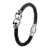 Multi-layer Bracelet Punk Stainless Steel Charm Magnetic Black Men's Leather Bracelets Braided Bangles Jewelry Homme Accessories