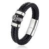 Multi-layer Bracelet Punk Stainless Steel Charm Magnetic Black Men's Leather Bracelets Braided Bangles Jewelry Homme Accessories