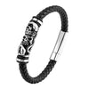 Multi-layer Bracelet Punk Stainless Steel Charm Magnetic Black Men's Leather Bracelets Braided Bangles Jewelry Homme Accessories