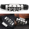 Multi-layer Bracelet Punk Stainless Steel Charm Magnetic Black Men's Leather Bracelets Braided Bangles Jewelry Homme Accessories