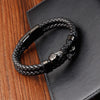 Multi-layer Bracelet Punk Stainless Steel Charm Magnetic Black Men's Leather Bracelets Braided Bangles Jewelry Homme Accessories