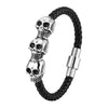 Multi-layer Bracelet Punk Stainless Steel Charm Magnetic Black Men's Leather Bracelets Braided Bangles Jewelry Homme Accessories