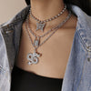 Multi-layer punk chunky chain necklace, women's necklace dragon pendant necklace party gift jewelry  2021
