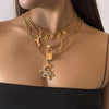 Multi-layer punk chunky chain necklace, women's necklace dragon pendant necklace party gift jewelry  2021