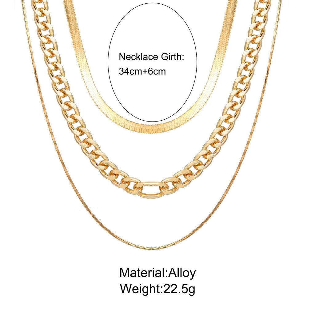 Multi-layered Thick Chain Stacking Snake Chain Clavicle Necklace For Women Vintage Gold Choker Sweater Necklace Party Jewelry Gi