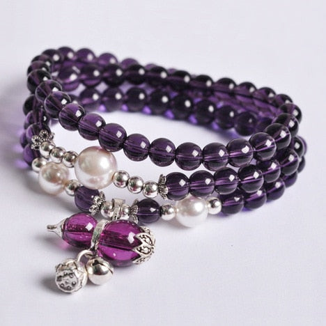 Multi-layers Bracelet Buddhism Beads Tibetan Jingle Bell Crystal Bracelet Charm Bracelet Free shipping