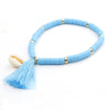 Multicolor Bohemian Shell Tassel Bracelet 7 colors Ehthic Beach Boho Statement Cotton Rope Chain Woven Bracelet for Women