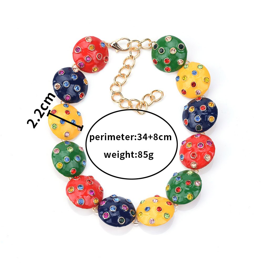 Multicolor Enamel Large Collar Big Choker Necklace For Women Inlay Rhinestone Necklaces Female Indian Ethnic Statement Necklace