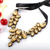 Multicolor Flower Choker Necklace for Women Ribbon Rope Necklace Collars Big Crystal Statement Necklace Jewelry Collier Femme