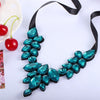 Multicolor Flower Choker Necklace for Women Ribbon Rope Necklace Collars Big Crystal Statement Necklace Jewelry Collier Femme
