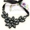 Multicolor Flower Choker Necklace for Women Ribbon Rope Necklace Collars Big Crystal Statement Necklace Jewelry Collier Femme