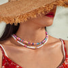 Multicolor Polymer Clay Choker Necklace for Women Boho Soft Pottery Handmade Collar Necklace Holiday Jewelry Beach Accessories