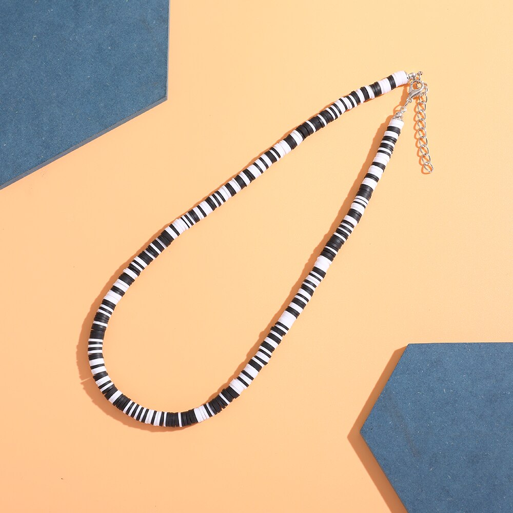 Multicolor Polymer Clay Choker Necklace for Women Boho Soft Pottery Handmade Collar Necklace Holiday Jewelry Beach Accessories