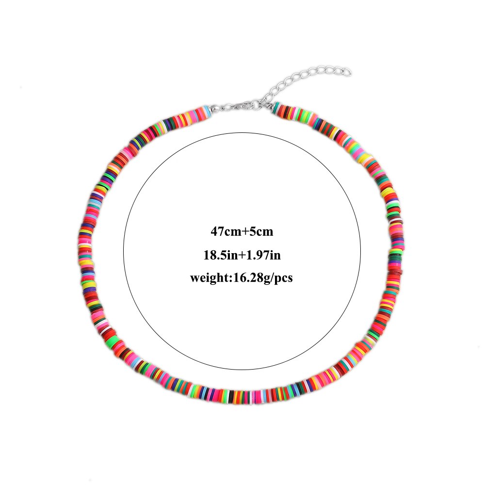 Multicolor Polymer Clay Choker Necklace for Women Boho Soft Pottery Handmade Collar Necklace Holiday Jewelry Beach Accessories