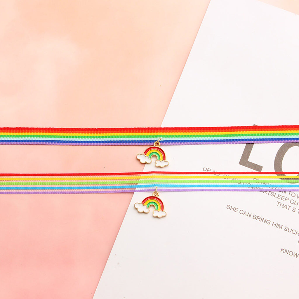 Multicolor Rainbow Necklace For Women Polyester Choker Necklace Cloud Light Jewelry Gifts 30cm(11 6/8") long, 1 Piece