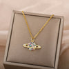 Multicolor Rainbow Zircon Necklace For Women Long Chain Charm Gold Color Necklaces Couple Wedding Band Aesthetic Jewerly