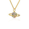 Multicolor Rainbow Zircon Necklace For Women Long Chain Charm Gold Color Necklaces Couple Wedding Band Aesthetic Jewerly