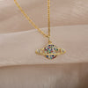 Multicolor Rainbow Zircon Necklace For Women Long Chain Charm Gold Color Necklaces Couple Wedding Band Aesthetic Jewerly