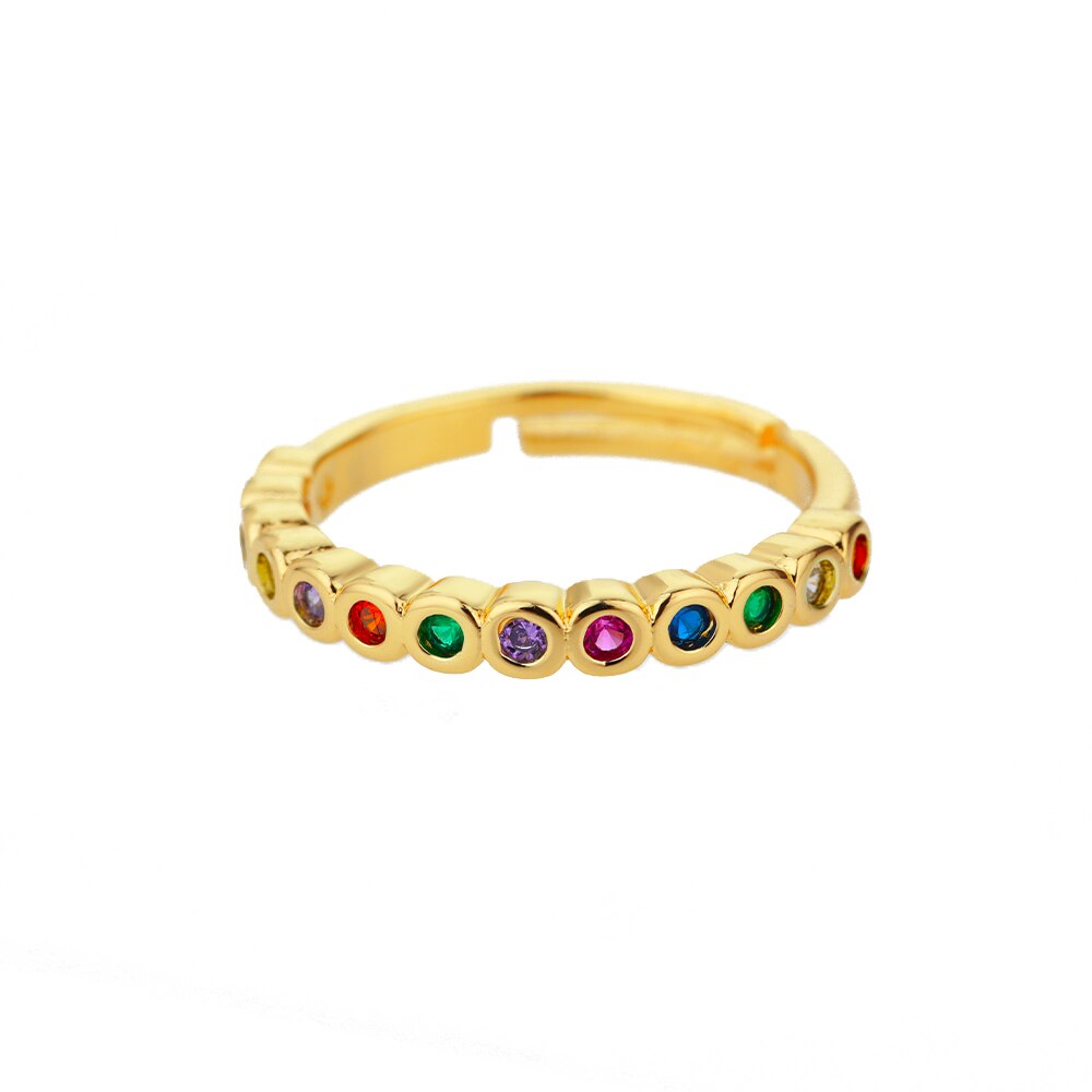 Multicolor Zircon Ring for Women Stainless Steel 2023 Trendy Open Adjustable Finger Ring Dazzling CZ Stone Couple Jewelry Gift