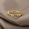 Multicolor Zircon Ring for Women Stainless Steel 2023 Trendy Open Adjustable Finger Ring Dazzling CZ Stone Couple Jewelry Gift