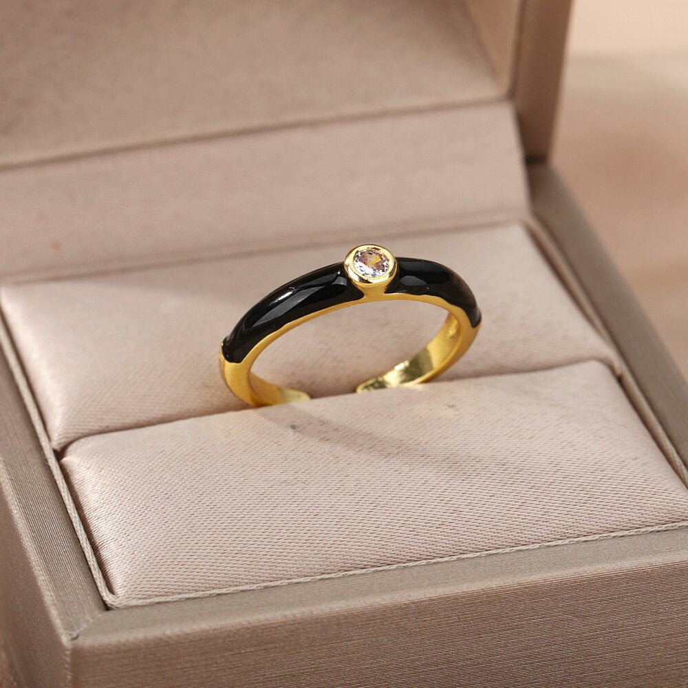 Multicolor Zircon Rings for Women Creative Paint Open Adjustable Ring Geometry Irregular 2023 Trend Couple Jewerly Accessories