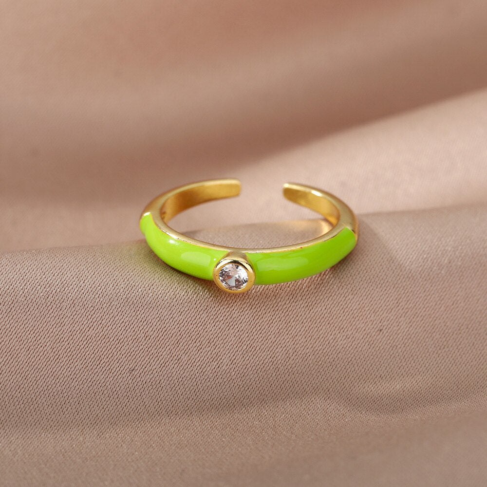 Multicolor Zircon Rings for Women Creative Paint Open Adjustable Ring Geometry Irregular 2023 Trend Couple Jewerly Accessories