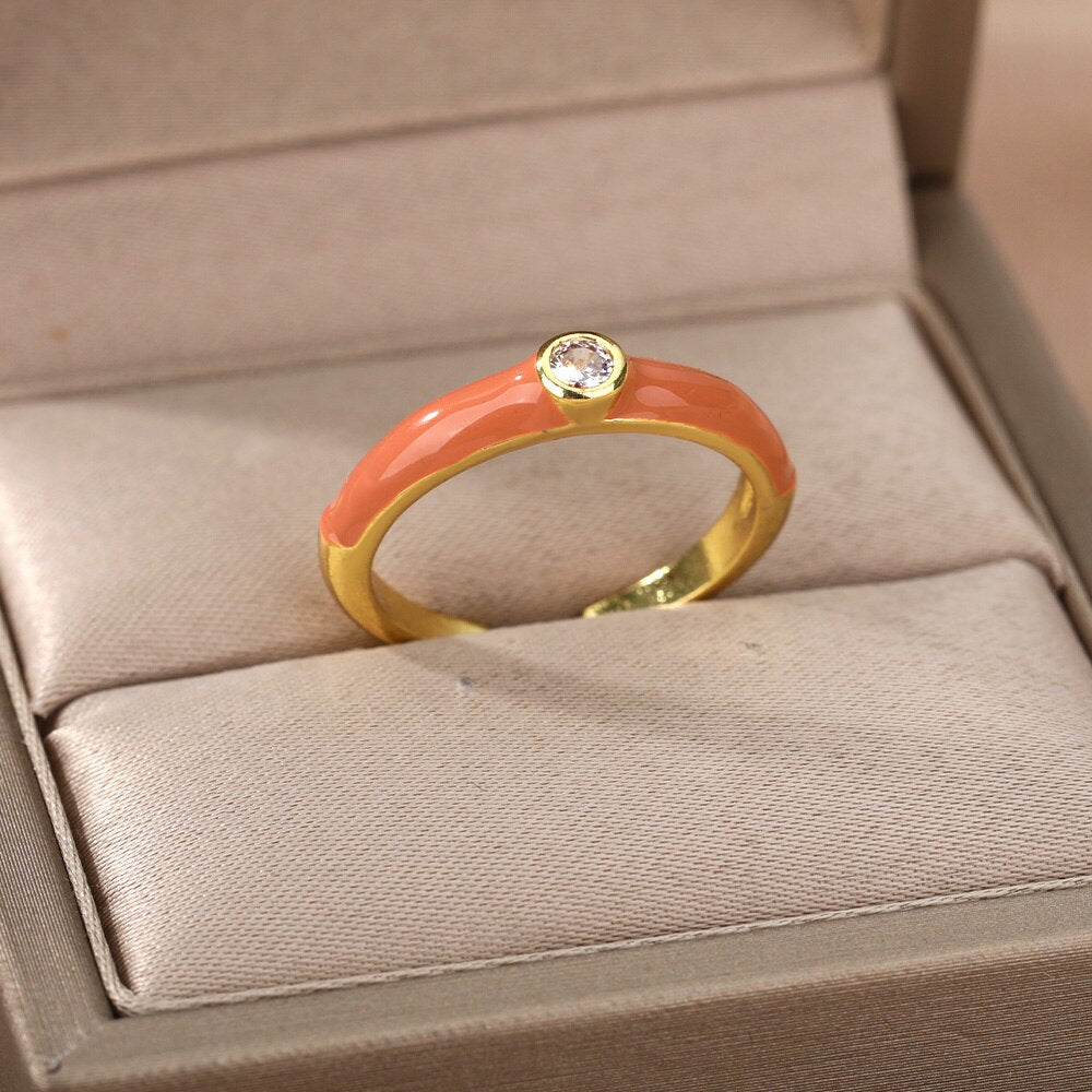 Multicolor Zircon Rings for Women Creative Paint Open Adjustable Ring Geometry Irregular 2023 Trend Couple Jewerly Accessories