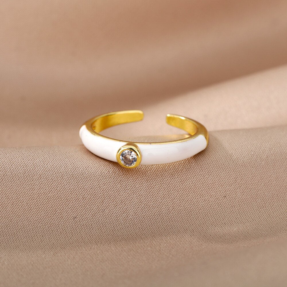 Multicolor Zircon Rings for Women Creative Paint Open Adjustable Ring Geometry Irregular 2023 Trend Couple Jewerly Accessories