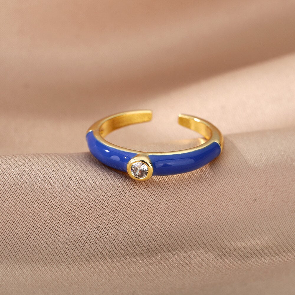 Multicolor Zircon Rings for Women Creative Paint Open Adjustable Ring Geometry Irregular 2023 Trend Couple Jewerly Accessories