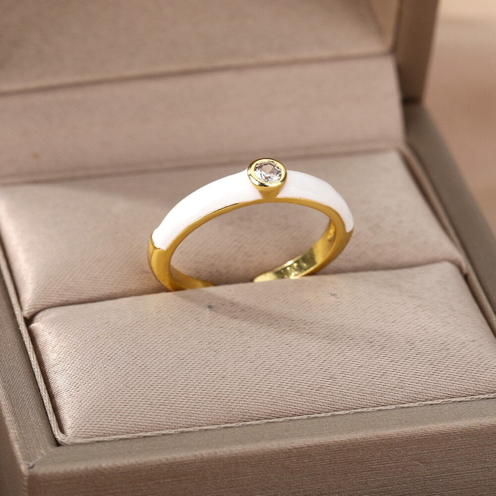 Multicolor Zircon Rings for Women Creative Paint Open Adjustable Ring Geometry Irregular 2023 Trend Couple Jewerly Accessories