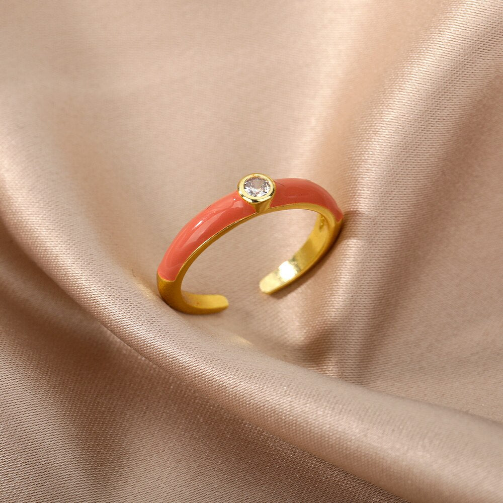 Multicolor Zircon Rings for Women Creative Paint Open Adjustable Ring Geometry Irregular 2023 Trend Couple Jewerly Accessories